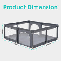 Baby Playpen – 180x200cm Spacious Play Yard for Babies & Toddlers,Grey
