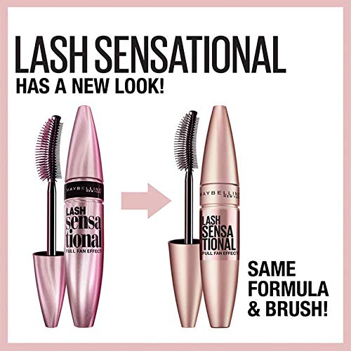 Maybelline Lash Sensational Washable Mascara, Lengthening and Volumizing for a Full Fan Effect, Blackest Black, 1 Count