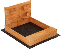 Keezi Kids Sandpit, Wooden Rectangle Sand Pit Sandbox Play Toys