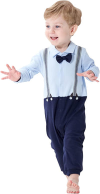 famuka Baby Boy One Piece Suit Toddler Gentleman Formal Romper Wedding Onesie with Bowtie