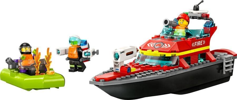 LEGO City Fire Rescue Boat Toy for 5+ Year Old Boys & Girls