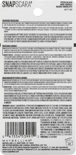 Maybelline New York Snapscara Washable Mascara, 300 WASHABLE PITCH BLACK