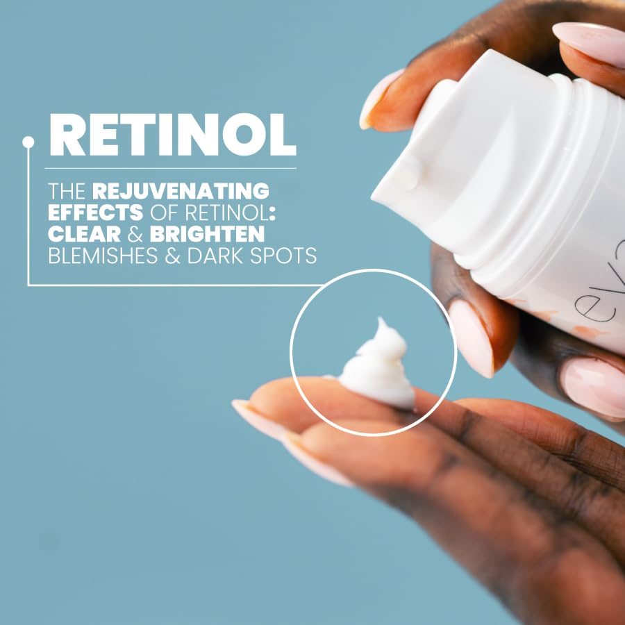 Eva Naturals Anti-Aging Retinol Cream For Face - Anti-Wrinkle Retinol Moisturizer Day & Night Face Cream With Hyaluronic Acid & Vitamin E For Women and Men - Reduce Fine Lines & Dark Spots (1.7 oz)