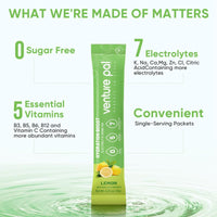 Venture Pal Sugar Free Electrolyte Powder Packets - Liquid Daily IV Drink Mix for Rapid Hydration & Party Recovery | 5 Vitamins & 7 Electrolytes| Keto Friendly | Non-GMO | Certified Vegan | 16 Sticks