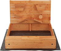 Keezi Kids Sandpit, Wooden Rectangle Sand Pit Sandbox Play Toys