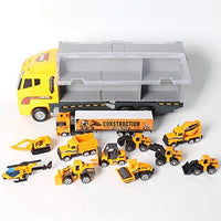 jenilily Construction Toy Vehicle Cars Model Trucks, Transporter Truck Mini Excavator Digger Dumper Tractor for Kids Boys Age 3+