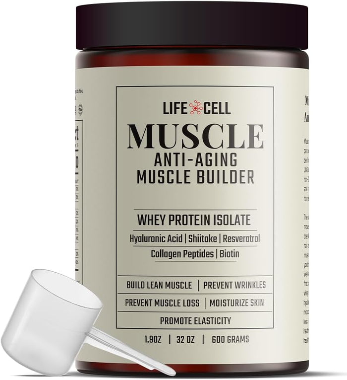 LifeCell Whey Protein – Anti-Aging Muscle Builder with Shiitake Mushroom, 600g (18 Servings)