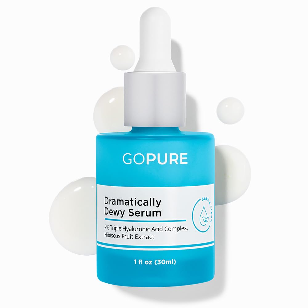 goPure Hyaluronic Acid Dramatically Dewy Serum - Hyaluronic Acid Serum for Face in a Nourishing Formula with Aloe Vera and Hibiscus Extract for Visibly Hydrated, Smoother-Looking Skin - 1 fl oz