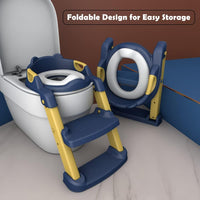 Potty Training Seat with Step Stool Ladder, Toilet Seat for Kids with Soft PVC Cushion, Grey/White