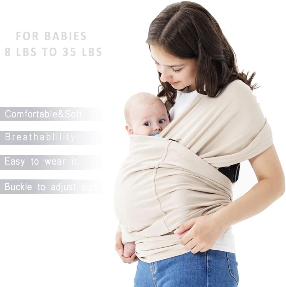 Baby wrap Carrier,Softness Organic Cotton (Beige)