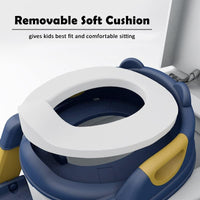 Potty Training Seat with Step Stool Ladder, Toilet Seat for Kids with Soft PVC Cushion, Grey/White