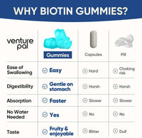Venture Pal Biotin Gummies with Collagen & Keratin - Hair Growth Support Skin and Nail Strength Vitamins for Women & Men - Biotin 10000mcg | B-Complex | Saw Palmetto - Sugar Free, Non-GMO, 60ct