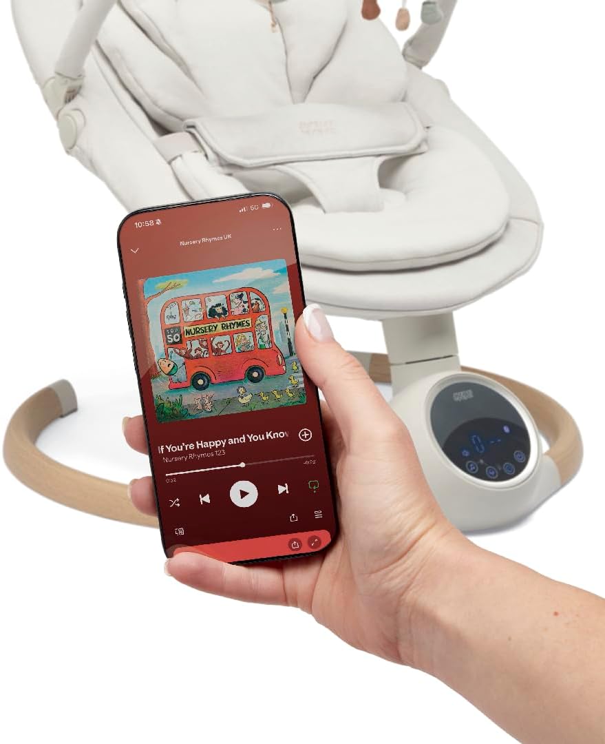 Mamas & Papas Alto Smart Baby Swing, Touchscreen, Multi Speed, Melodies, Bluetooth and Remote Control - Cashmere