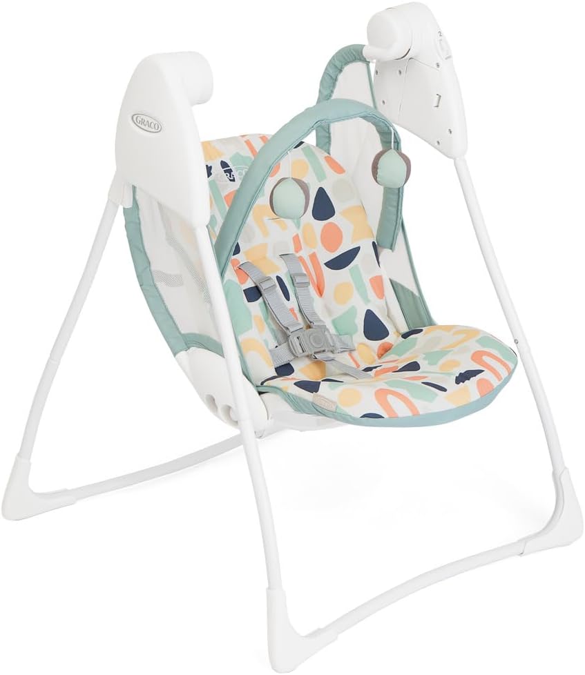 Graco Baby Delight Swing with 2 swing speeds, compact fold and lightweight at only 4.67kg, for rest for play. Suitable from birth to approx. 6 months (0-9kg), Playtime fashion