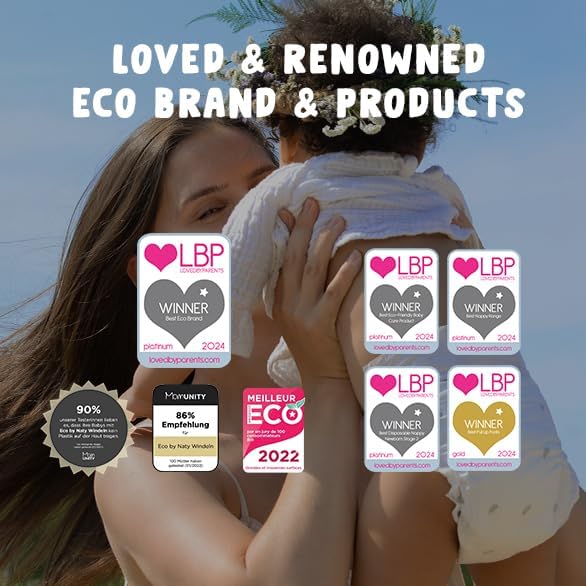 Eco by Naty Eco-Friendly Baby Nappies - 100% Plant-Based Materials on Skin, Soft, for Sensitive Skin & Super Absorbent (Size 4, 88 Count)