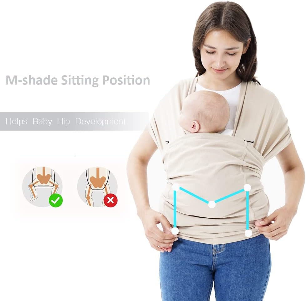 Baby wrap Carrier,Softness Organic Cotton (Beige)