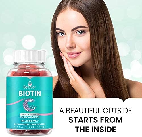 BeLive Biotin Gummies - Skin, Nails & Hair Vitamins with A, C, D, E, B12, Zinc,| 3-Pack-USA Made