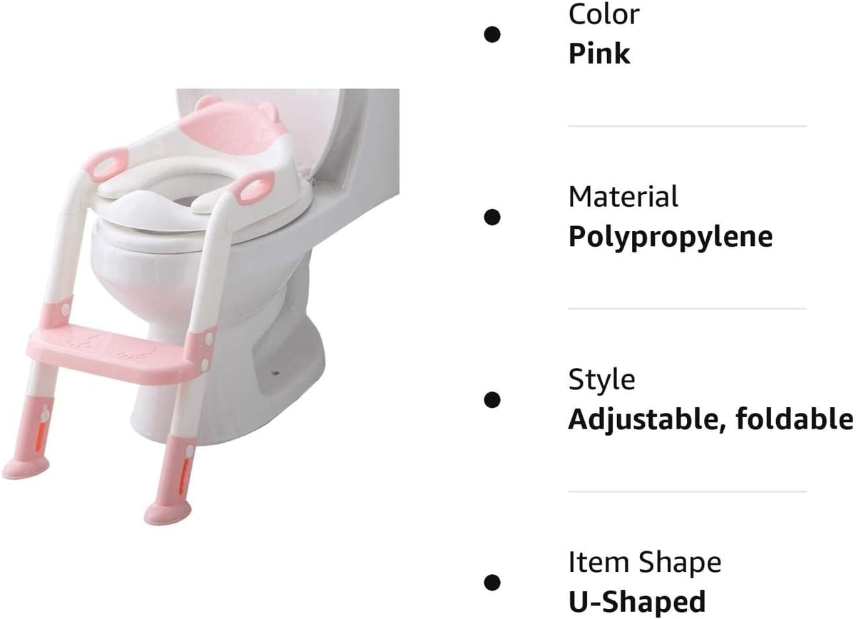 Fedicelly Potty Training Seat Ladder Toddler,Potty Seat Toilet Boys Girls,(Pink)