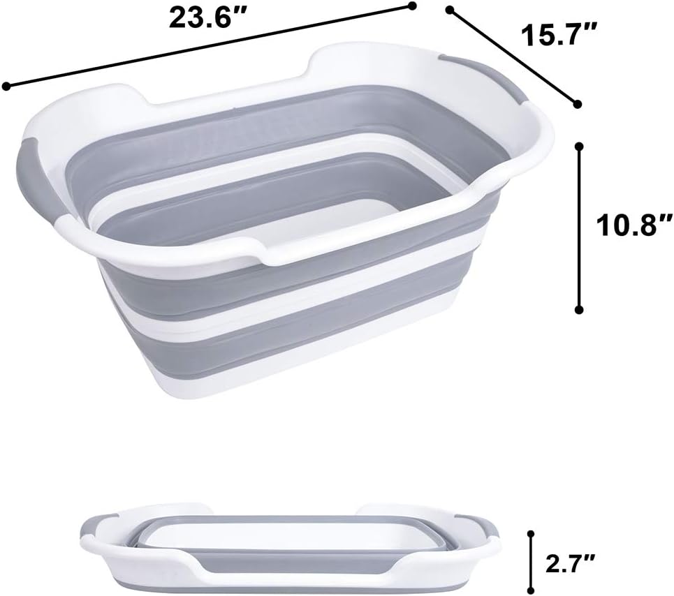TOLEAD Collapsible Laundry Baskets, Travel Portable Toddler Bathtub, Baby Travel Essential Bath Tub