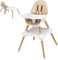 BABY JOY 5 in 1 High Chair, Convertible High Chairs for Babies and Toddlers (Khaki)