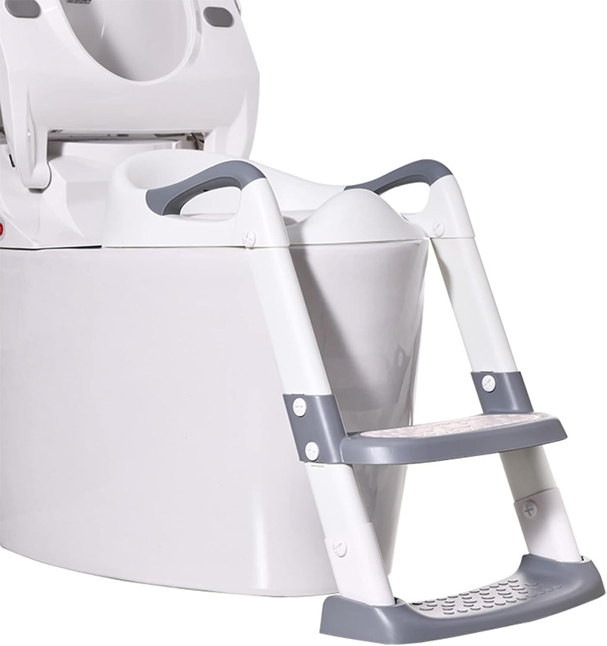 Potty Training Seat with Step Stool Ladder, Toilet for Boys Girls Toddlers-Comfortable Kids Potty Seat with Anti-Slip Safe Pads Ladder (Grey)