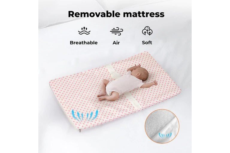 Baby Cot Bed Crib Portable Bassinet Safety Fence Adjustable Bedside Pink