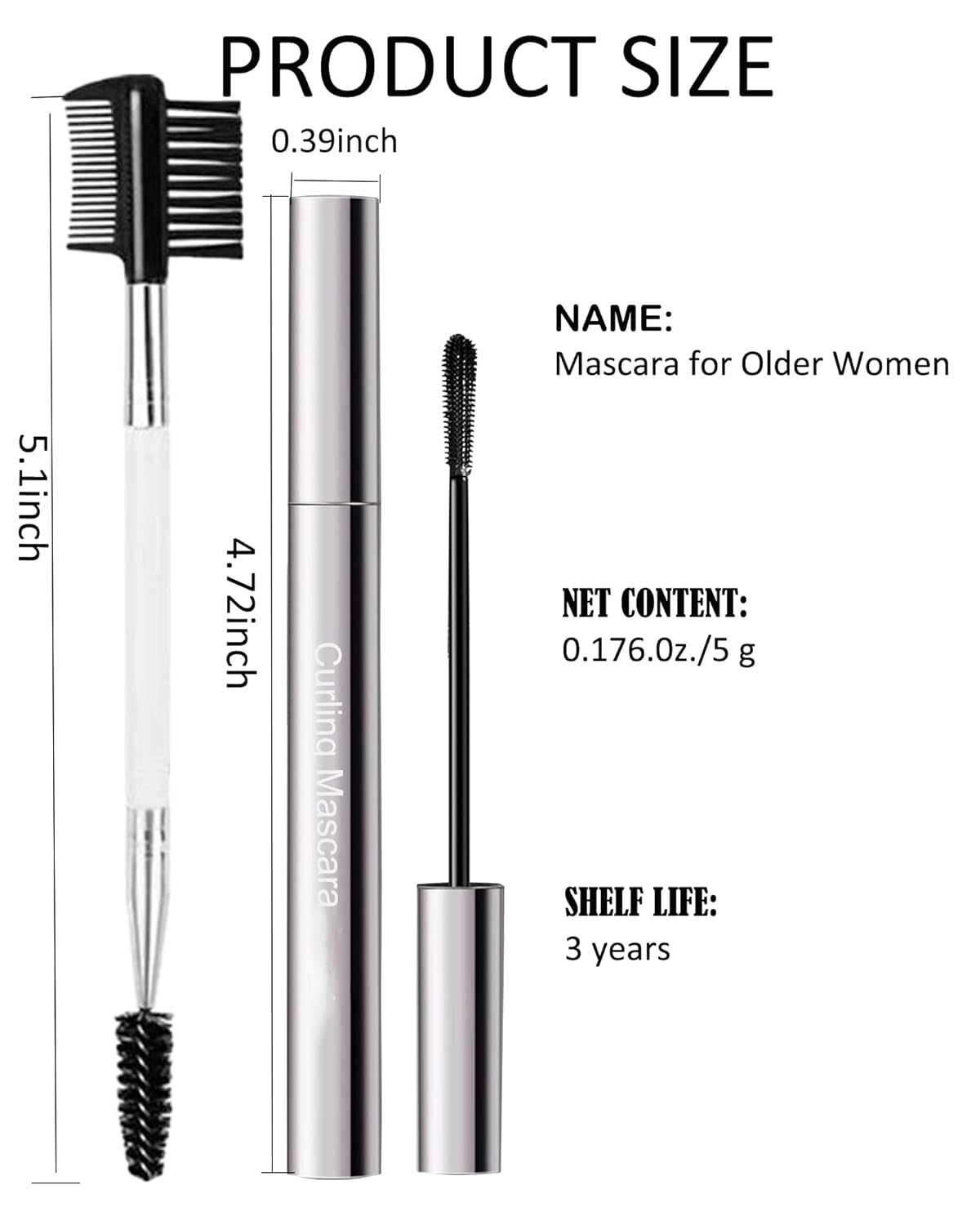 Mascara for Older Women 60 Plus, Brown