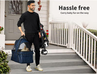 PaWz Large Pet Stroller Dog Cat Carrier Travel Pushchair Foldable Pram 4 Wheels Blue, Travel Pram, Dog Cat Trolley, Detachable Design Baby Pet Travel Stroller, Removable and Washable Padded