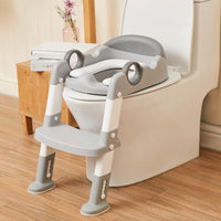 Potty Training Toilet Seat with Step Stool Ladder for Boys and Girls Baby (Gray)
