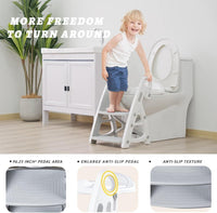 Potty Training Seat & Toddler Step Stool, Ultimate Stability Toddler Toilet Seat, Adjustable Step & Seat Height Potty Seats for Toddlers Boys Girls (Grey)