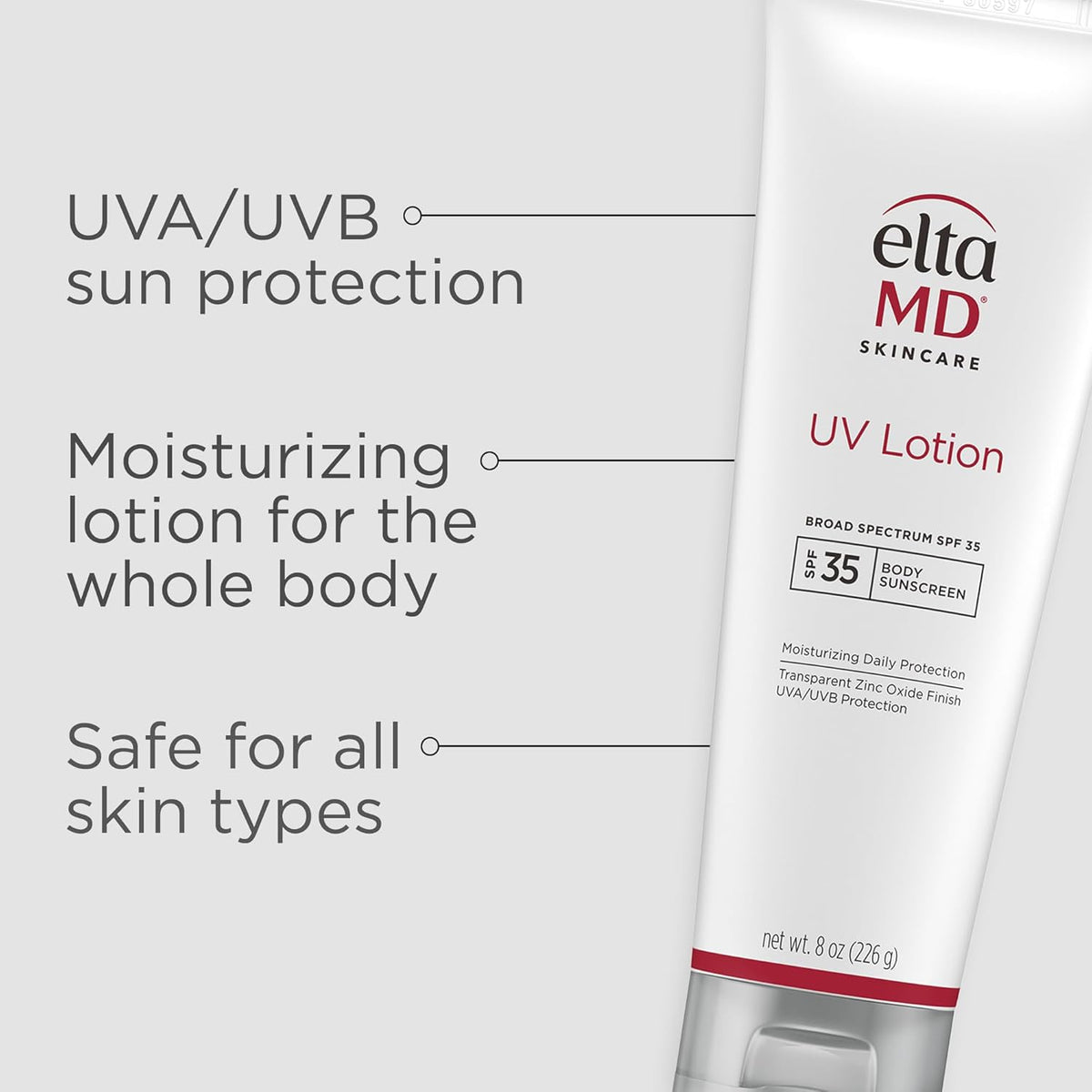 EltaMD UV Lotion Body Sunscreen, SPF 30+ Sunscreen Lotion, Made with Zinc Oxide and Hyaluronic Acid