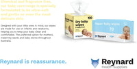 Reynard Health Supplies Ultra-Soft Dry Baby Wipes, Chemical & Fragrance Free, White, 33 x 29 cm, 100 Count