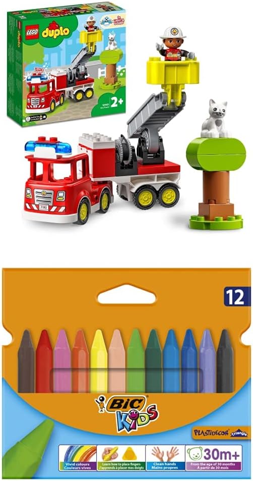LEGO DUPLO Rescue Fire Engine 10969 Building Toy Set and BIC Kids