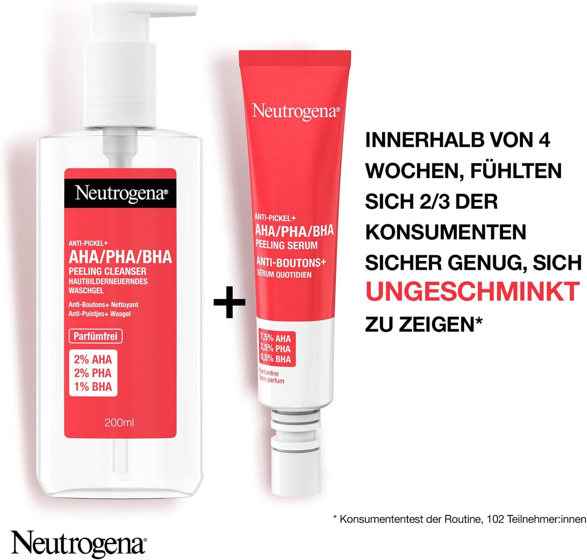 Neutrogena Anti-Pimples + Daily Wash Gel (200 ml) & Daily Serum (30 ml), Skin Clarifying Facial Cleansing & Facial Care Set with Cleansing Salicylic Acid + AHA/PHA Mix Against Pimples