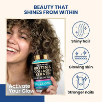 Venture Pal Biotin Gummies with Collagen & Keratin - Hair Growth Support Skin and Nail Strength Vitamins for Women & Men - Biotin 10000mcg | B-Complex | Saw Palmetto - Sugar Free, Non-GMO, 60ct