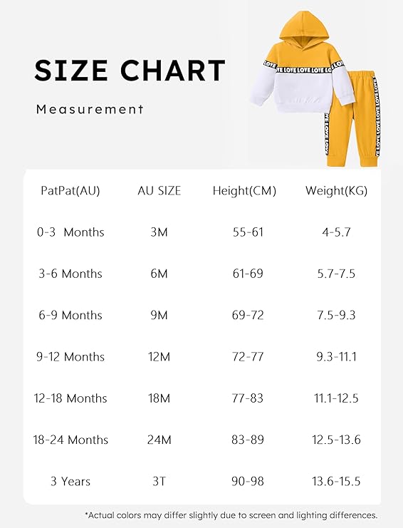 PATPAT Unisex Baby Boy Girl Long Sleeve Hoodie Top and Pants Set Cotton Toddler Fall Winter Outfit Clothes 3 Months-3 Years