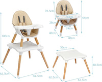BABY JOY 5 in 1 High Chair, Convertible High Chairs for Babies and Toddlers (Khaki)