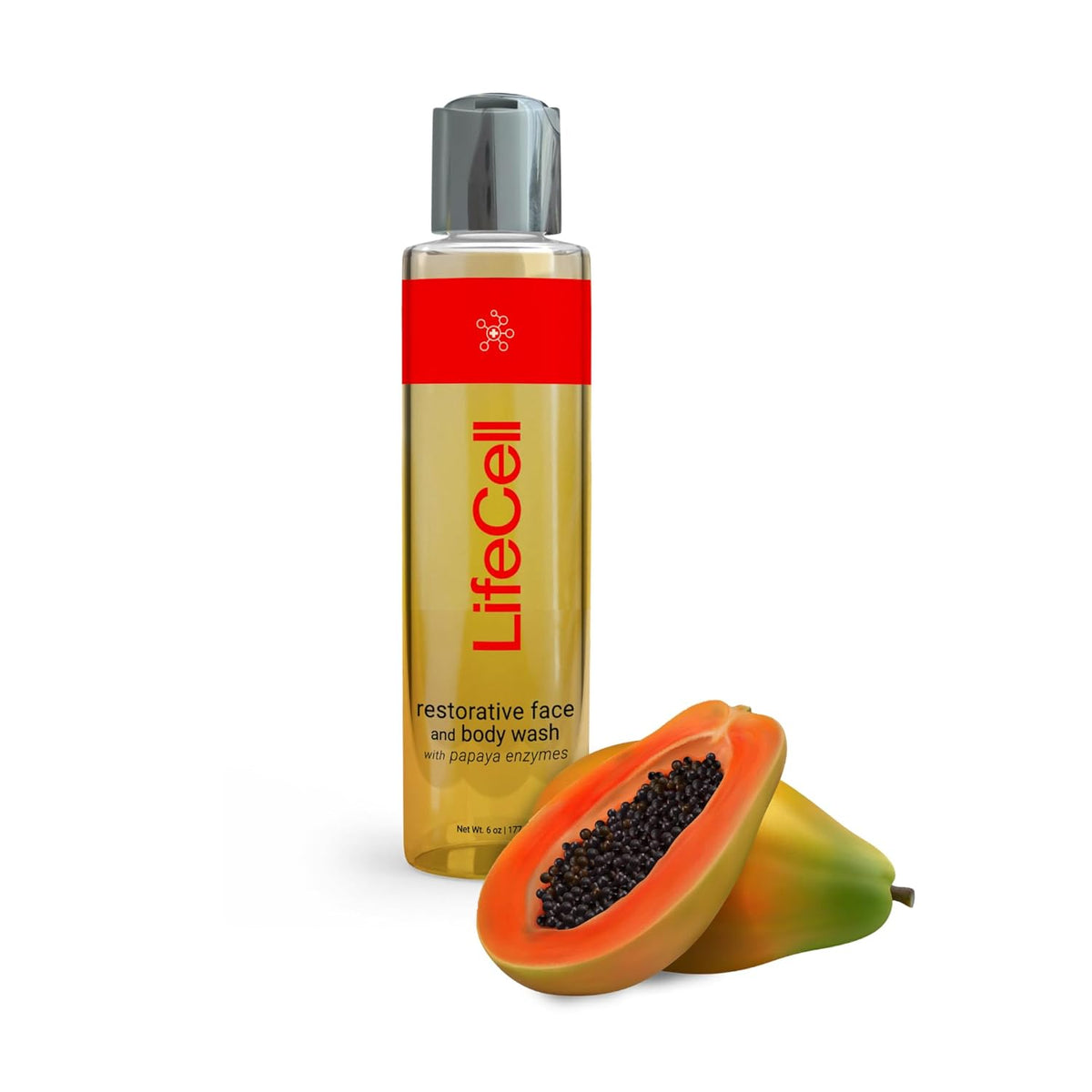 LifeCell Papaya Restorative Anti Aging Face and Body Wash – Gentle Exfoliating Cleanser for Hyperpigmentation, Acne Scars, Dark Spots & Dull Skin – 6oz