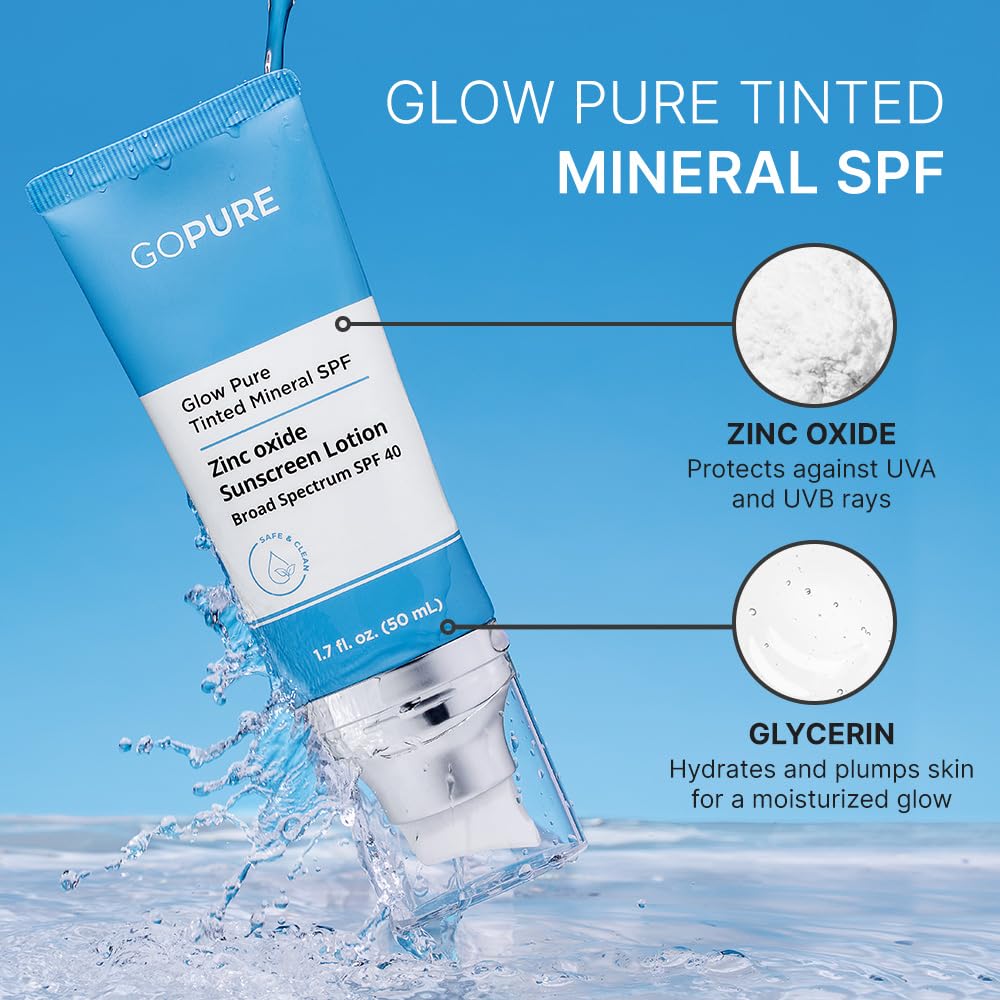 goPure Glow Pure Tinted Mineral SPF 40 PA +++ | Dermatologist-tested Face Sunscreen | Tinted Moisturizer with SPF,Natural Sunscreen