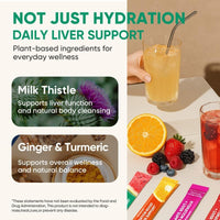 Venture Pal Hydration Packets + Liver Support- Liquid Daily IV Electrolyte Powder Packets with 7 Electrolytes & 5 Vitamins, Milk Thistle + L-Theanine | Sugar-Free | Keto Friendly | Vegan, 16 Sticks