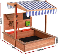 Keezi Kids Sandpit Wooden Canopy Sandbox with Cover Funnel Outdoor Toys 110cm