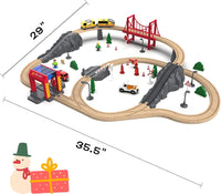72PCS Wooden Train Tracks & Trains