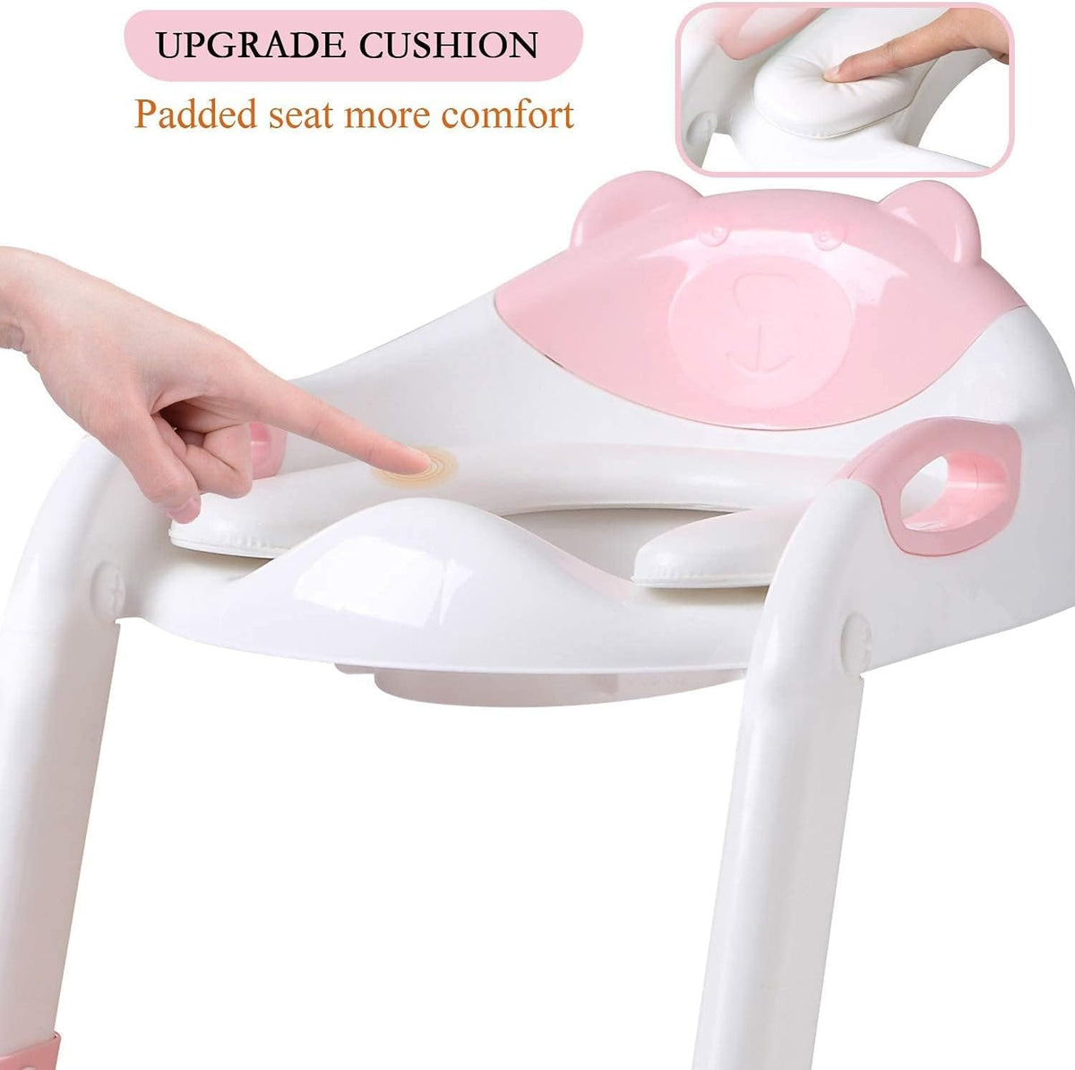 Fedicelly Potty Training Seat Ladder Toddler,Potty Seat Toilet Boys Girls,(Pink)