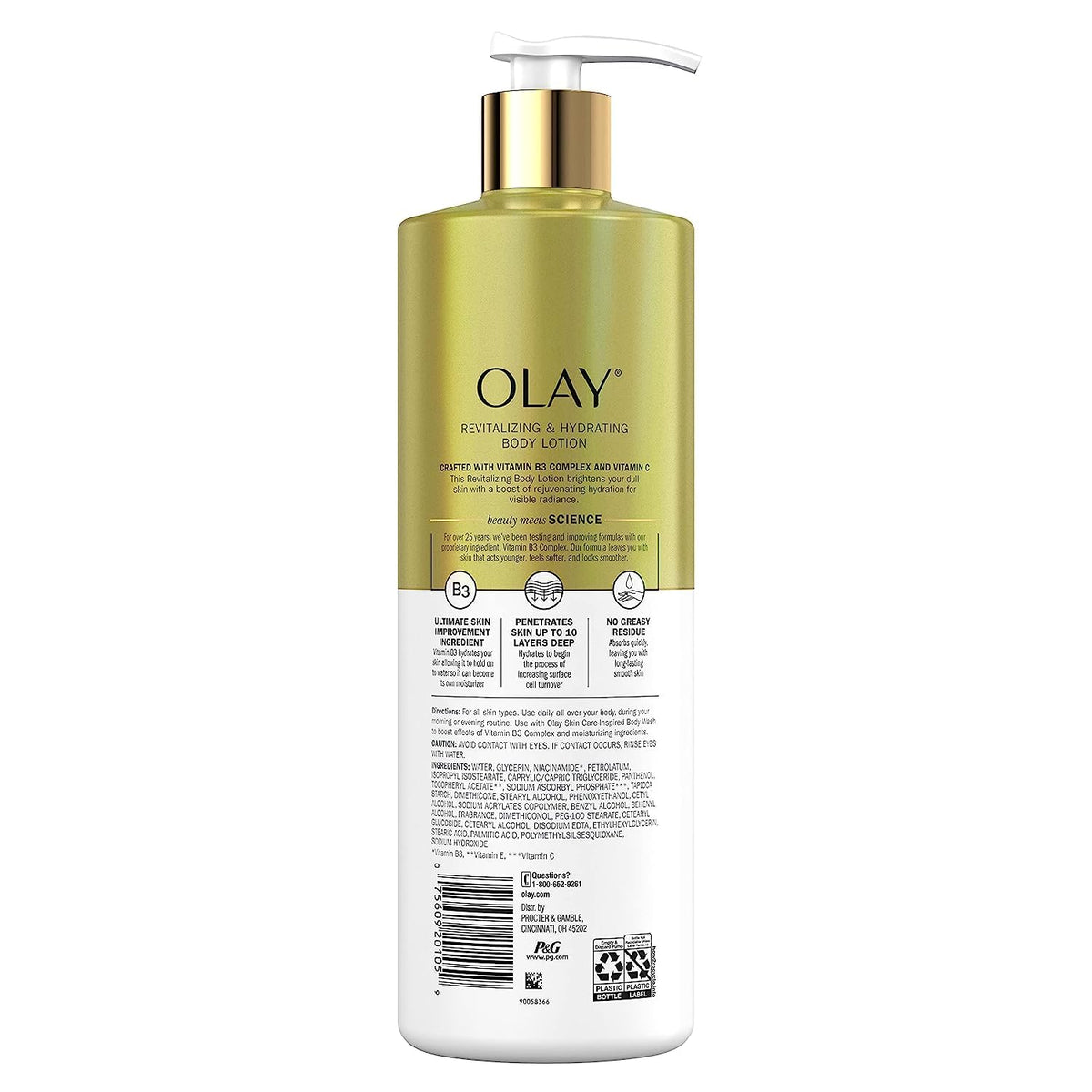 Olay Brightening Body Lotion for Women with Lightweight Vitamin C, Visibly Improves Skin, 17 fl oz (Pack of 4) - Packaging may vary