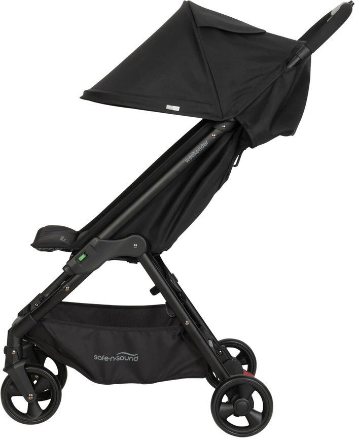 Safe-n-Sound Weekender Stroller, Compact, Lightweight Self Standing Fold with Adjustable Built in Carry Strap, 6kg Basket Capacity, Black (37015)