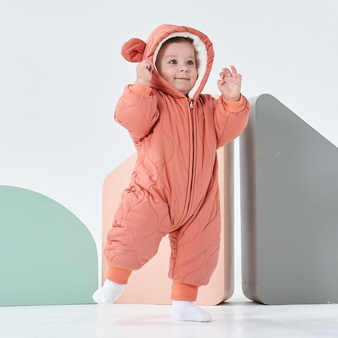 famuka Baby Boys Girls Hooded Onesie Snowsuit Thick and Warm Winter Outerwear Romper
