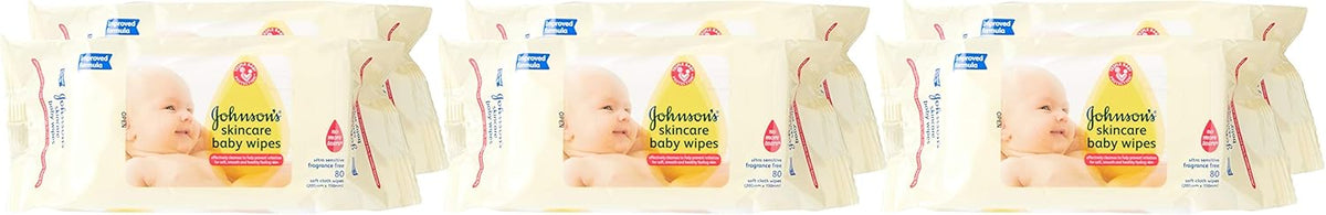 Johnson's Baby Fragranced free Baby Wipes 960 pack (80 x 12s) VALUE PACK |