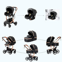Infant Newborn Baby Pram – 9 in 1 Convertible Stroller with Cradle I