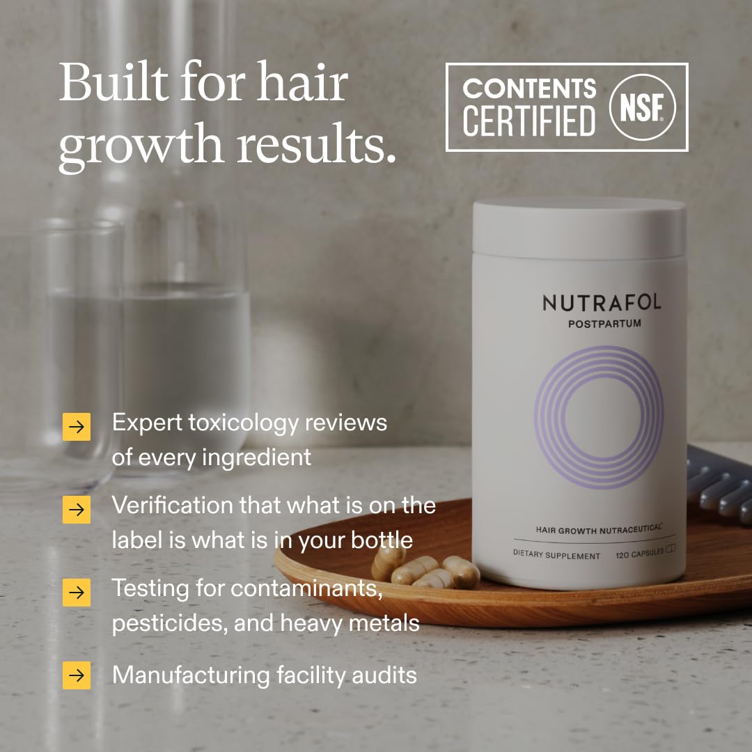 Nutrafol Postpartum Hair Growth Supplements, Clinically Tested for Visibly Thicker
