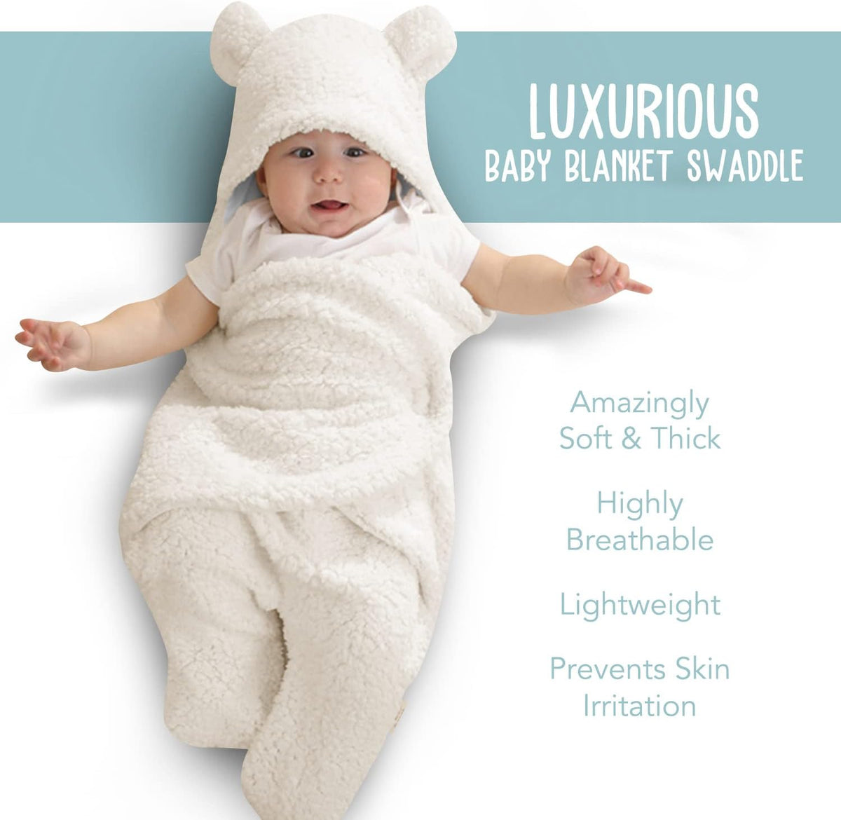 Ultra-Soft Plush Essential for Infants 0-6 Months | Receiving Swaddling Wrap White | Ideal Newborn Registry and Toddler Boy Accessories | Perfect Baby Girl Shower Gift